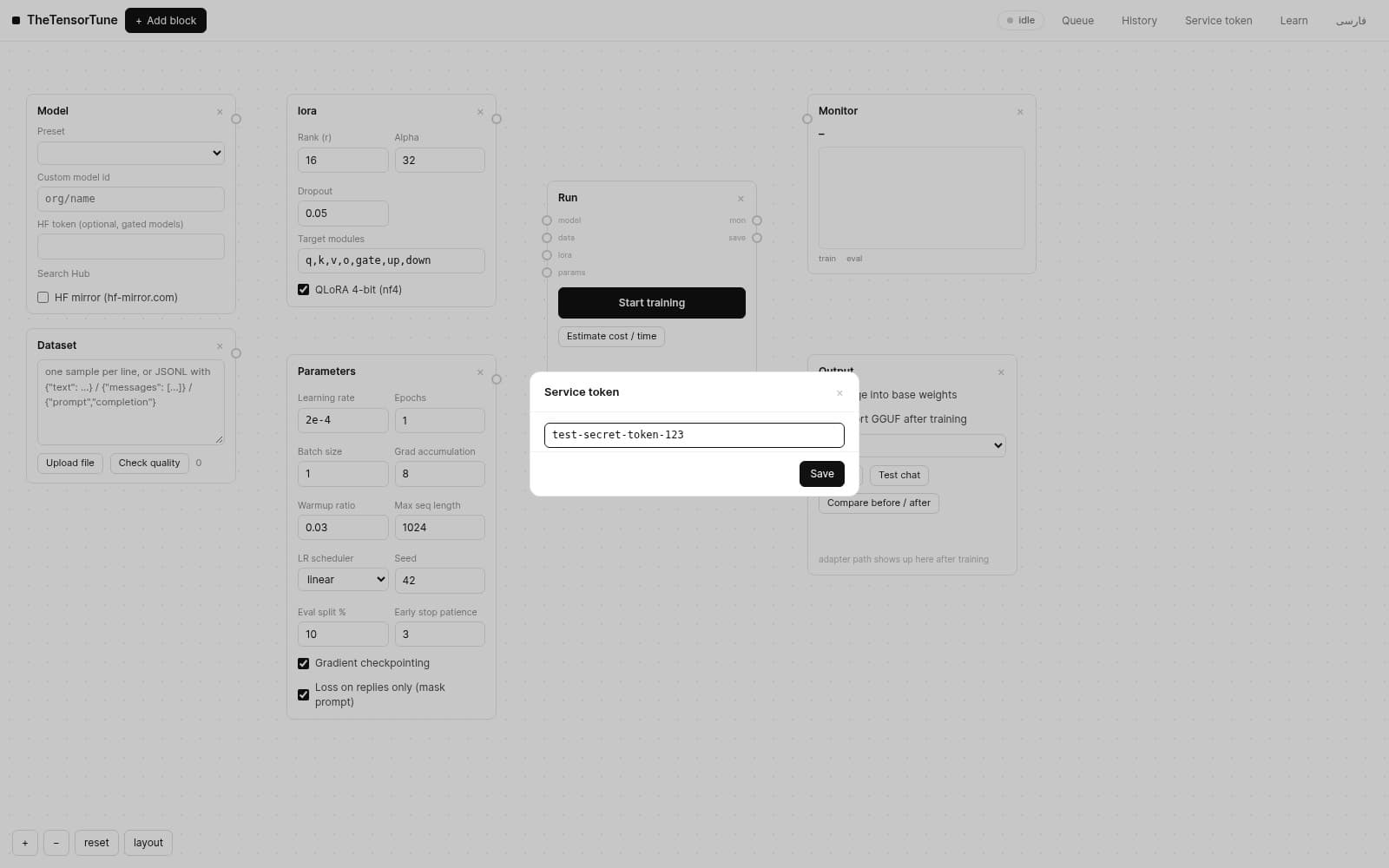 token modal