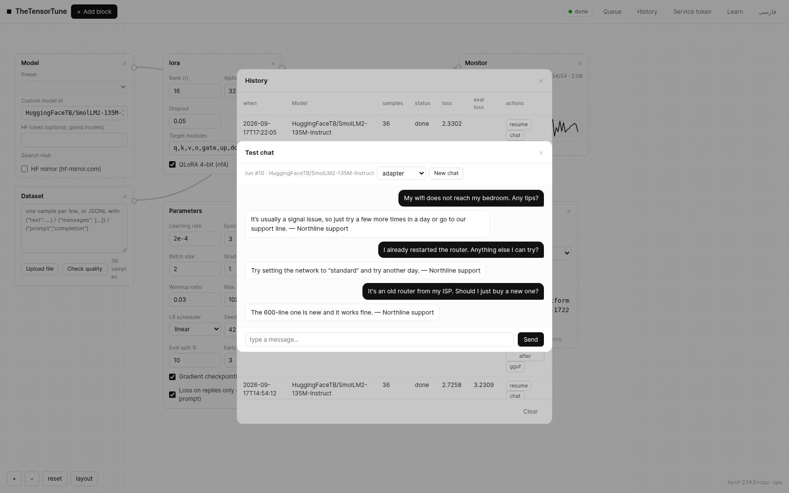 chat with the tuned model